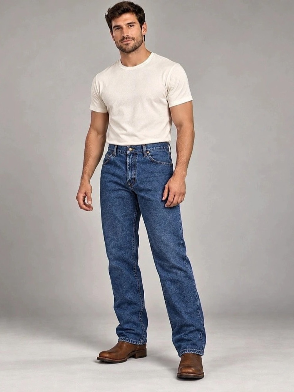 Wrangler Cowboy Cut 47MWZ Jeans Mens 38 Blue 34 long Regular Fit straight Denim